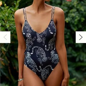 BNWT SOLID & STRIPED The Lynn Tiger One Piece Swimsuit